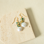 The Marea Drops — gemstone and pearl drop earrings, additional view 2