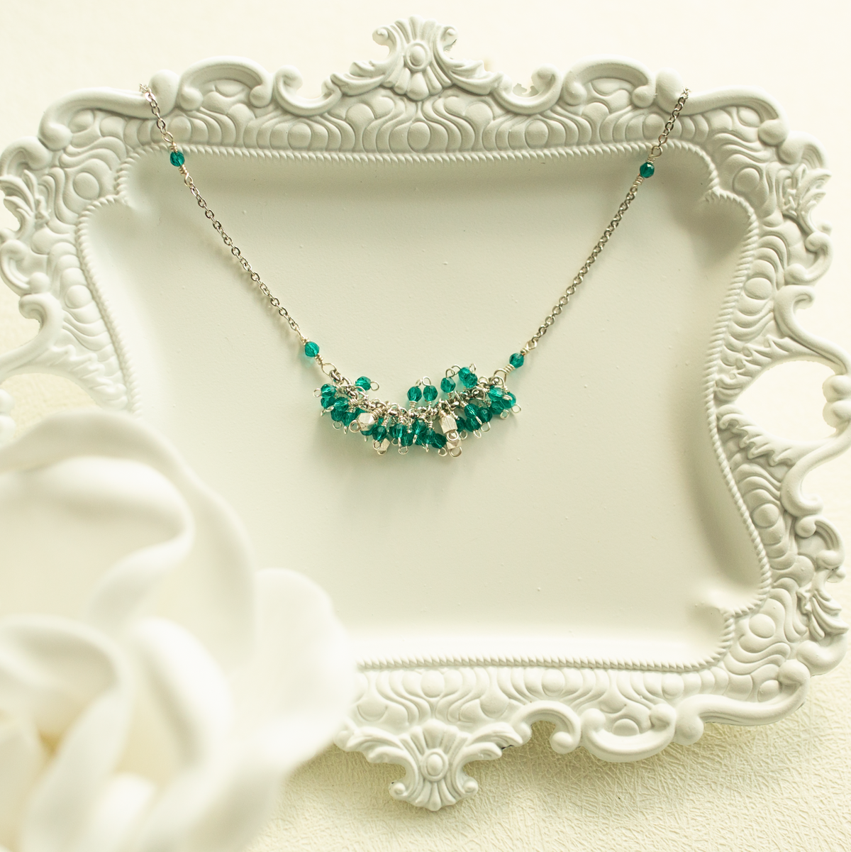 The Reign Necklace — clustered gemstone necklace on a fine chain, additional view 6