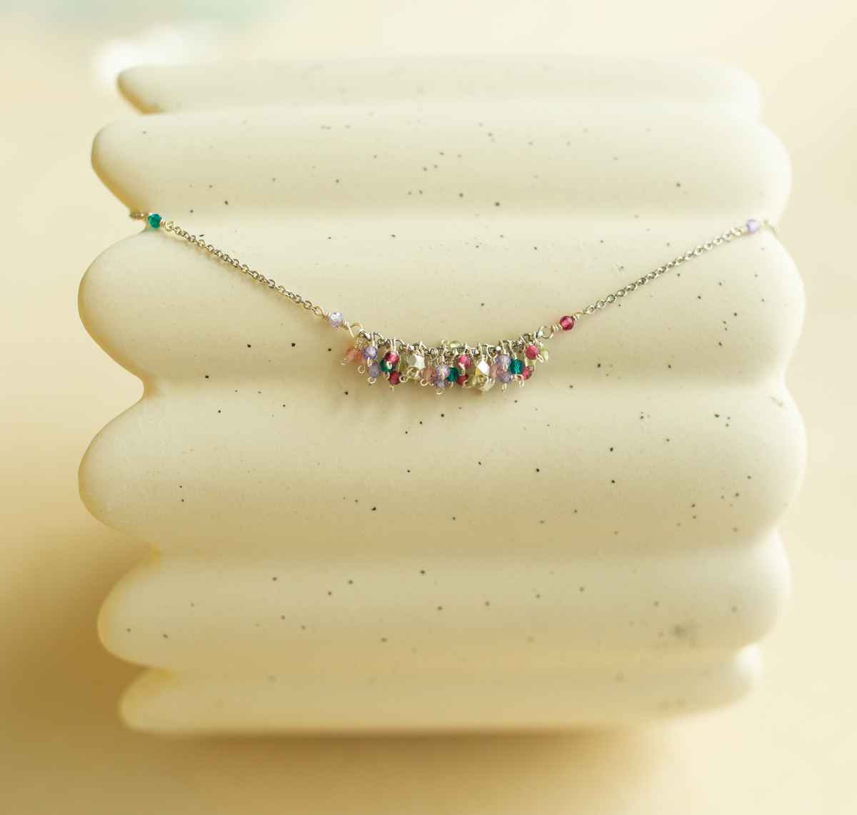 The Reign Necklace — clustered gemstone necklace on a fine chain, additional view 19
