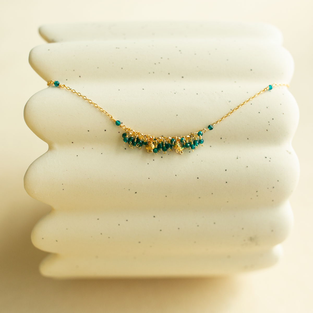 The Reign Necklace — clustered gemstone necklace on a fine chain, additional view 3