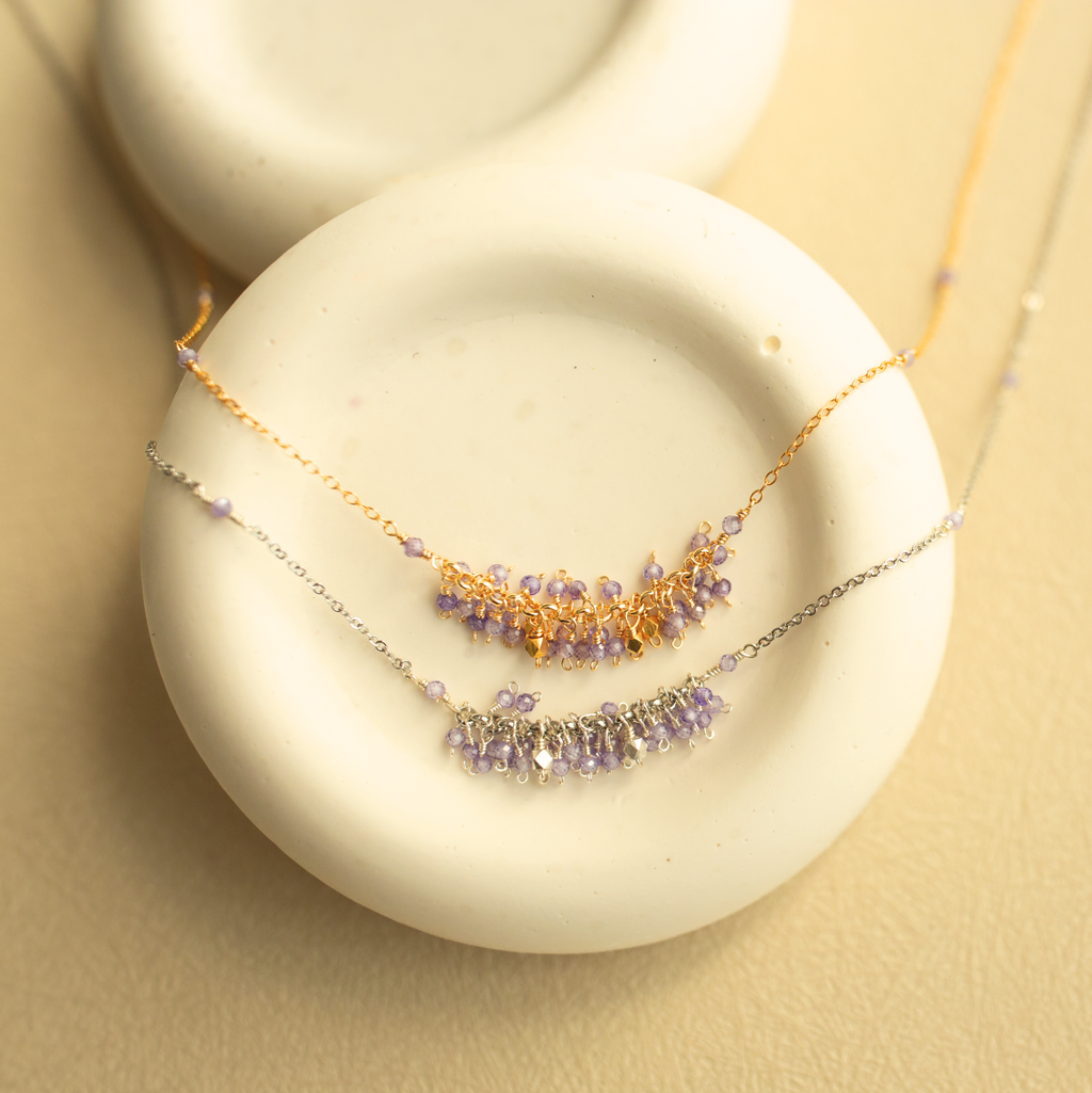 The Reign Necklace — clustered gemstone necklace on a fine chain, additional view 15