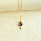 The Amethyst — natural amethyst pendant necklace with a fine golden chain, additional view 3