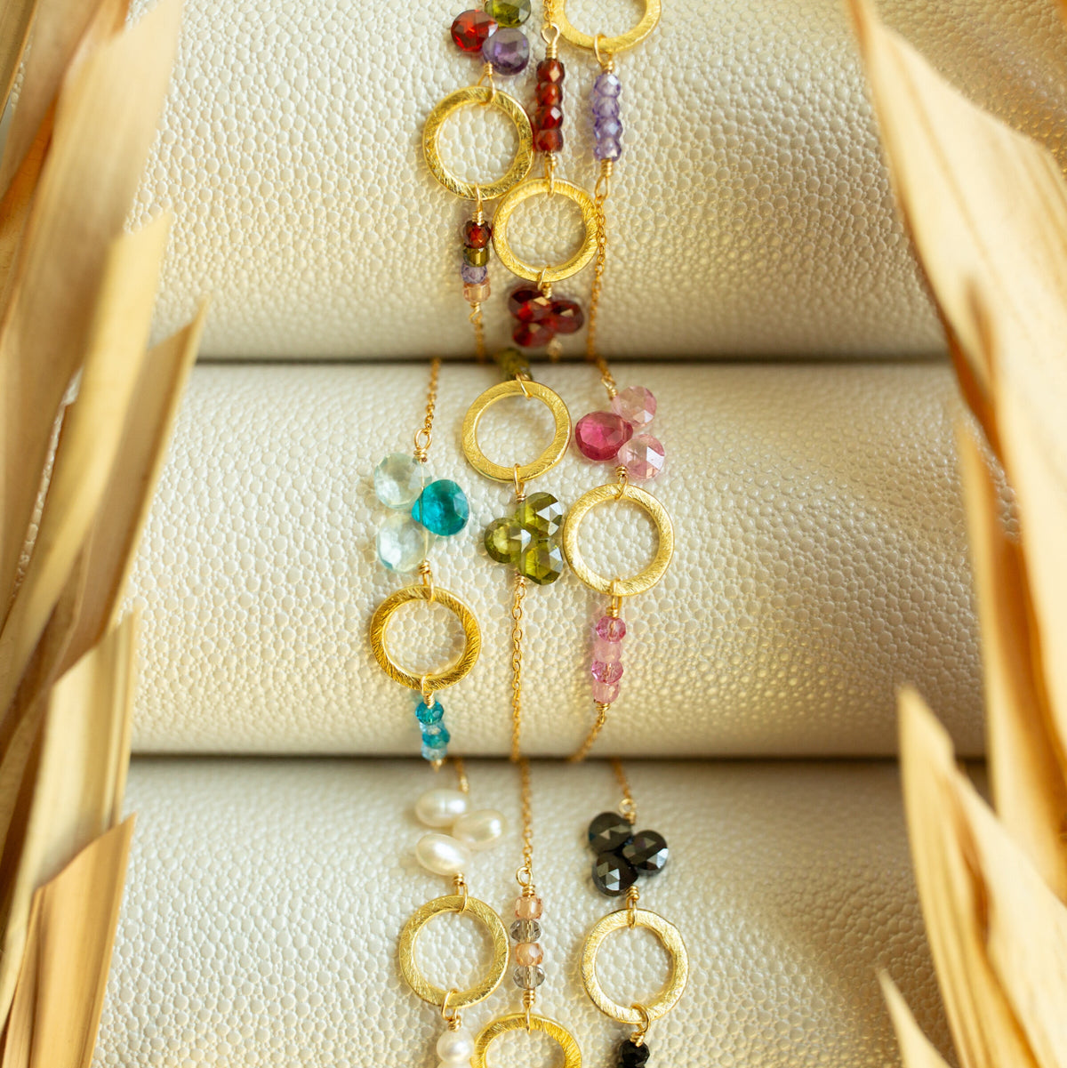 The Solara — adjustable gemstone bracelet with gold-plated silver details, additional view 6