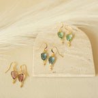 Isla drop earrings in pink, blue and pale green gemstone colors.