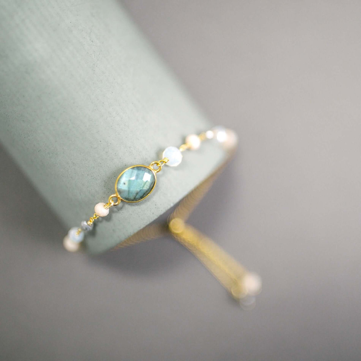The Moonlit Bracelet — adjustable labradorite and moonstone bracelet, additional view 1