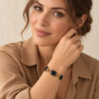 The Noir Bracelet — styled on a model; AI-generated lifestyle image.
