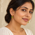 The Peridot Ballet Drops worn by a model