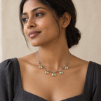 The Prasiolite Necklace worn by a model
