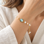 The Moonlit Bracelet worn by a model — AI-styled lifestyle illustration; see original product photos for details.