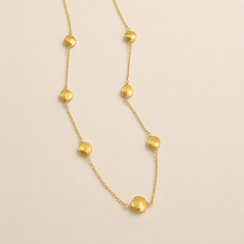 The Aurea fine gold-plated silver necklace with softly rounded gold stations