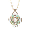 Barcelona Blue Turquoise and Mother of Pearl Golden Statement Necklace