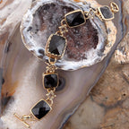 The Noir Bracelet — black onyx link bracelet with golden metal details, additional view 3