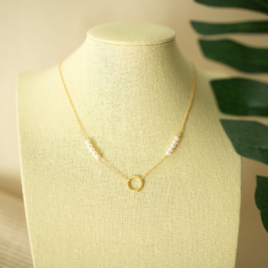 The Pearl — pearl necklace with gold-plated silver details, additional view 3