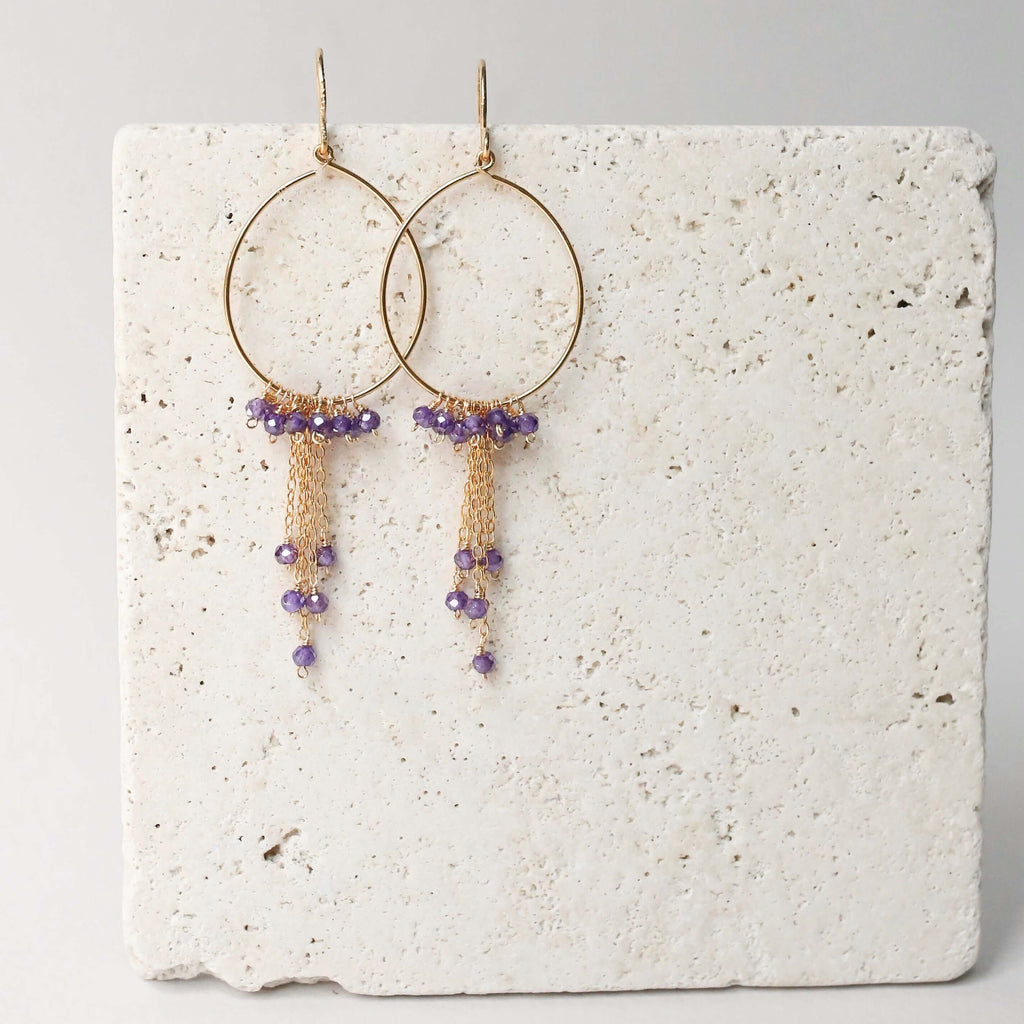 The Vesper Earrings — amethyst mini swing hoop earrings, additional view 3