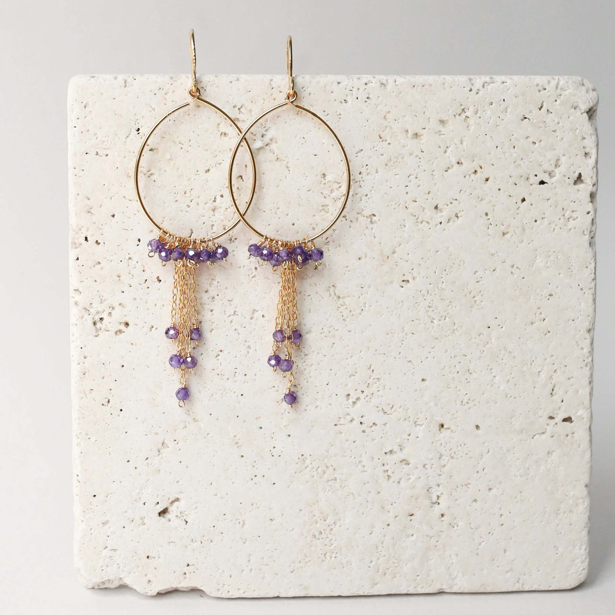 The Vesper Earrings — amethyst mini swing hoop earrings, additional view 3