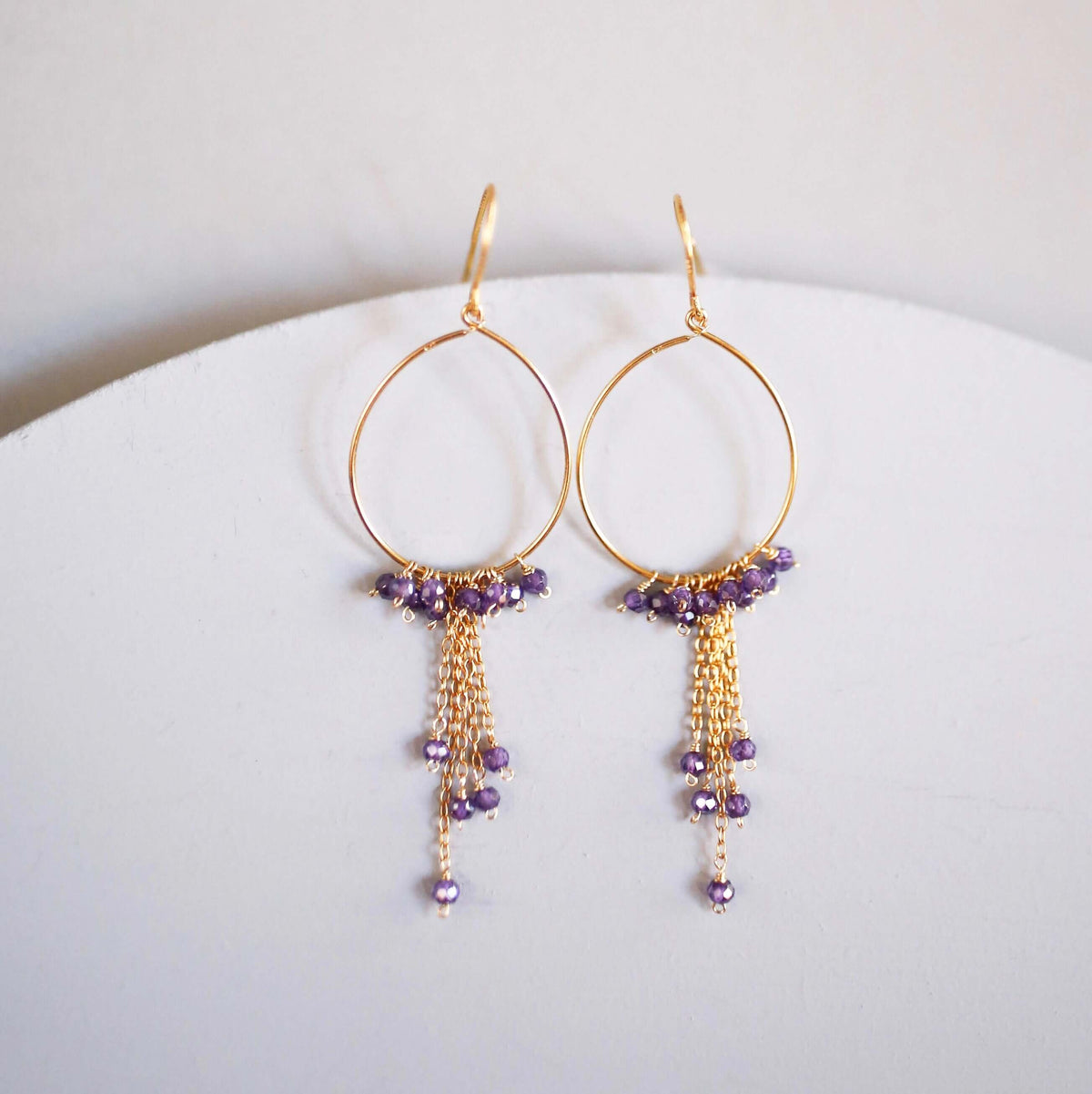 The Vesper Earrings — amethyst mini swing hoop earrings, additional view 2