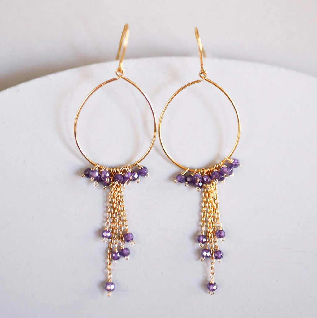 The Vesper Earrings — amethyst mini swing hoop earrings, additional view 1