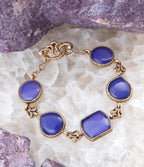 The Azure Bracelet — blue agate link bracelet with golden metal details, additional view 2