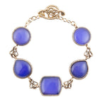 The Azure Bracelet — blue agate link bracelet with golden metal details, additional view 1