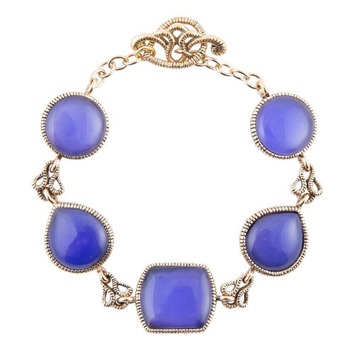 The Azure Bracelet — blue agate link bracelet with golden metal details, additional view 1