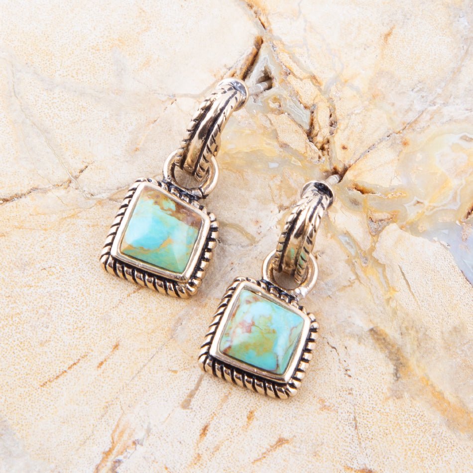 The Cove Drops — turquoise and bronze drop earrings, additional view 2