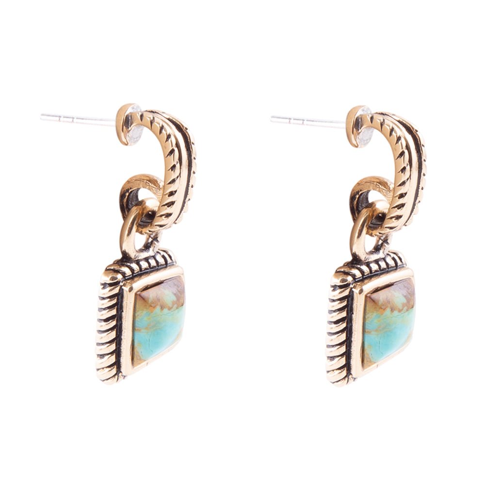 The Cove Drops — turquoise and bronze drop earrings, additional view 3